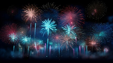bursting fireworks display sparkling on a clear white scene  AI generated illustration