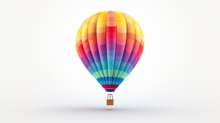 Obraz premium representation of a colorful hot air balloon soaring alone against a white background AI generated illustration