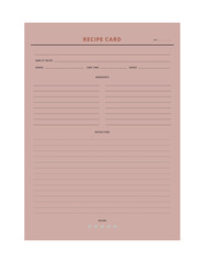 Recipe card. Plan you food day easily. Vector illustration.	