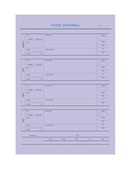 Food Journal. Plan you food day easily. Vector illustration.	