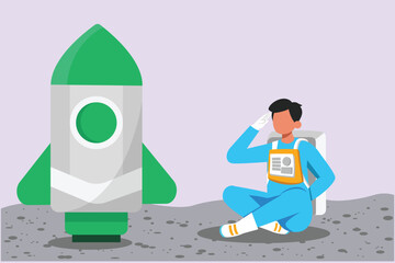 Astronaut, planet and space object. space concept. Colored flat vector illustration isolated.