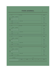 Food Journal. Plan you food day easily. Vector illustration.	