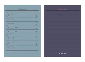 Recipe card and Food Journal. Plan you food day easily. Vector illustration.	