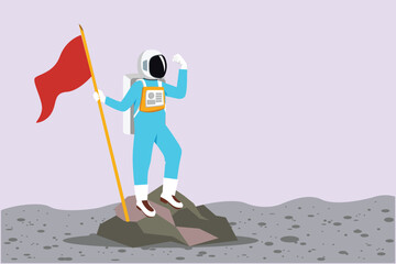 Astronaut, planet and space object. space concept. Colored flat vector illustration isolated. © Sell Vector