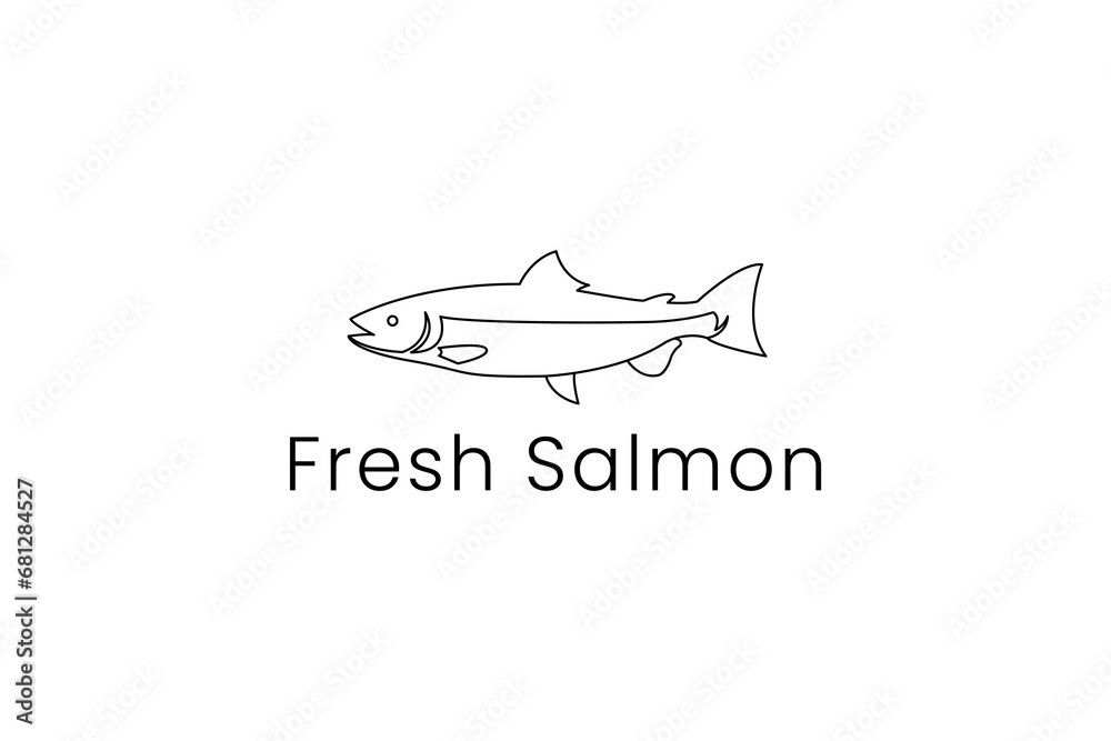 Wall mural salmon fish logo vector icon illustration