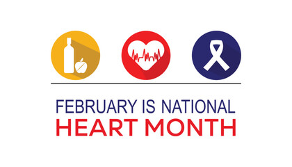 Vector illustration on the theme of National Heart month observed each year during February.banner, Holiday, poster, card and background design.
