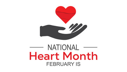 Vector illustration on the theme of National Heart month observed each year during February.banner, Holiday, poster, card and background design.