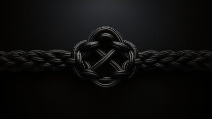 gordian knot on a black background, the concept of a complex confusing situation