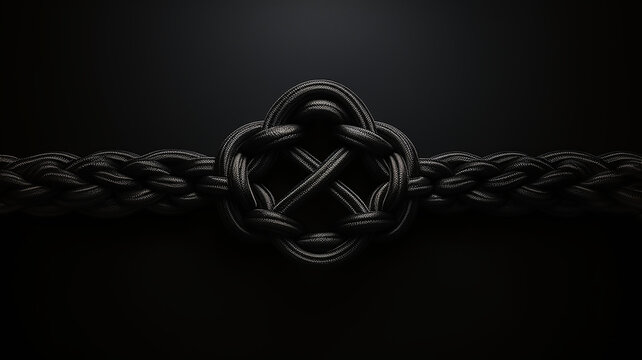 gordian knot on a black background, the concept of a complex confusing situation