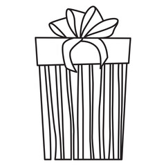 Gift outline illustration with transparent background, suitable for icon, coloring book and graphic design element