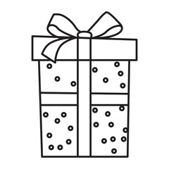 Gift outline illustration with transparent background, suitable for icon, sticker, coloring book and graphic design element