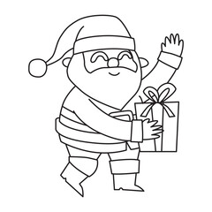 Santa Claus outline with transparent background, suitable for icon, sticker, coloring book and graphic design element