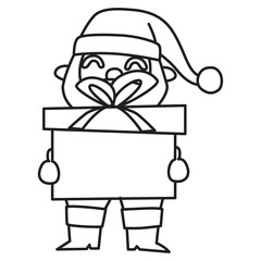 Santa Claus outline with transparent background, suitable for icon, sticker, coloring book and graphic design element