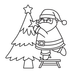Santa Claus outline with transparent background, suitable for icon, sticker, coloring book and graphic design element