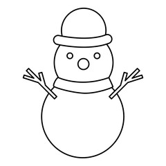 Snowman outline with transparent background, suitable for icon, sticker, coloring book and graphic design element