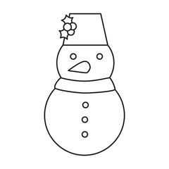 Snowman outline with transparent background, suitable for icon, sticker, coloring book and graphic design element