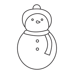 Snowman outline with transparent background, suitable for icon, sticker, coloring book and graphic design element