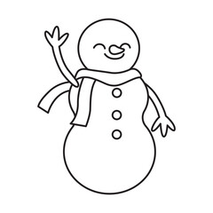 Snowman outline with transparent background, suitable for icon, sticker, coloring book and graphic design element