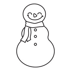 Snowman outline with transparent background, suitable for icon, sticker, coloring book and graphic design element