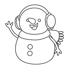 Obraz na płótnie Canvas Snowman outline with transparent background, suitable for icon, sticker, coloring book and graphic design element