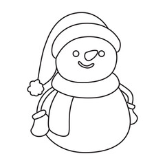 Snowman outline with transparent background, suitable for icon, sticker, coloring book and graphic design element
