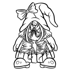 Gnome, black and white stripes on the white background Is a vector image Suitable for coloring Or general lines