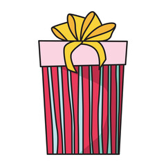 Gift cartoon illustration with transparent background, suitable for sticker and graphic design element