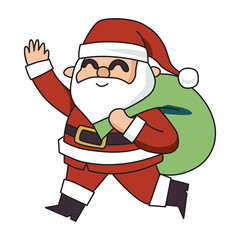 Santa Claus cartoon illustration with transparent background, suitable for sticker and graphic design element