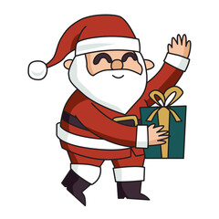 Santa Claus cartoon illustration with transparent background, suitable for sticker and graphic design element