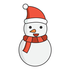 Snowman cartoon illustration with transparent background, suitable for sticker and graphic design element