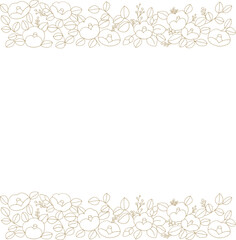 椿の線画イラスト。年賀状用和風の椿ベクターイラスト。椿の和風フレーム。Line drawing illustration of camellia. Japanese camellia vector illustration for New Year greeting cards. Japanese style frame of camellia.