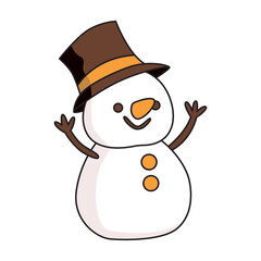 Snowman cartoon illustration with transparent background, suitable for sticker and graphic design element