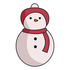 Snowman cartoon illustration with transparent background, suitable for sticker and graphic design element