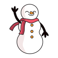 Snowman cartoon illustration with transparent background, suitable for sticker and graphic design element