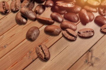 Local fresh aroma coffee beans on the desk