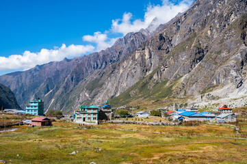View of new Langtang village a village inside Langtang national park, Nepal. Completely destroyed...