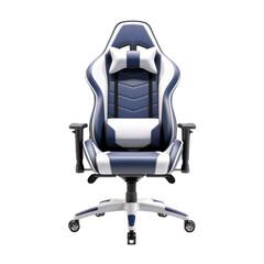 black white gaming chair isolated on white PNG transparent background