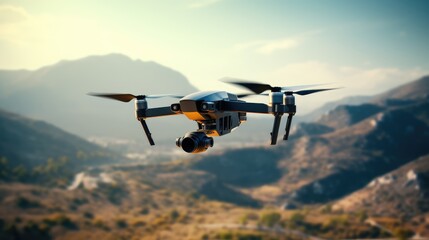 Fototapeta na wymiar Drones flying in the sky, AI generated Image