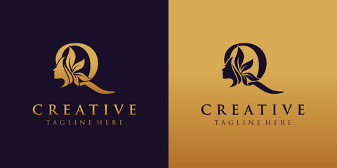 Letter Q logo combination  beauty logo icon Premium Vector