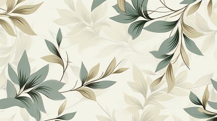 a beige and dusty green botanical for a background in a horizontal format in an abstract floral pattern-themed, graphic illustration in JPG. Generative ai