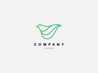 Creative bright gradient linear bird logo icon