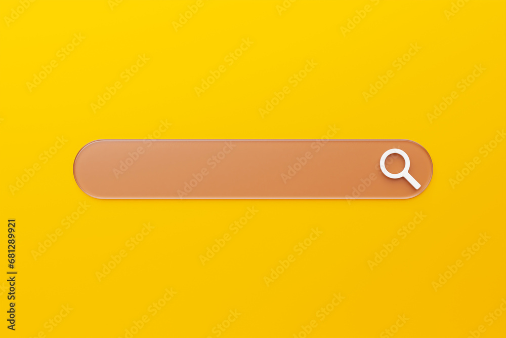 Poster 3d illustration search bar for ui. layout design for apps and website. search address icon and curso