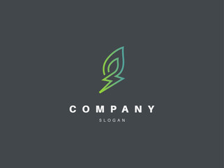 Thunder and leaf nature logo icon 