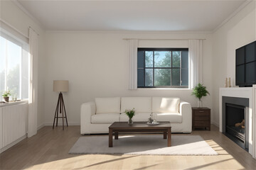 Fototapeta na wymiar Cozy and modern interior of the living room. Generative AI