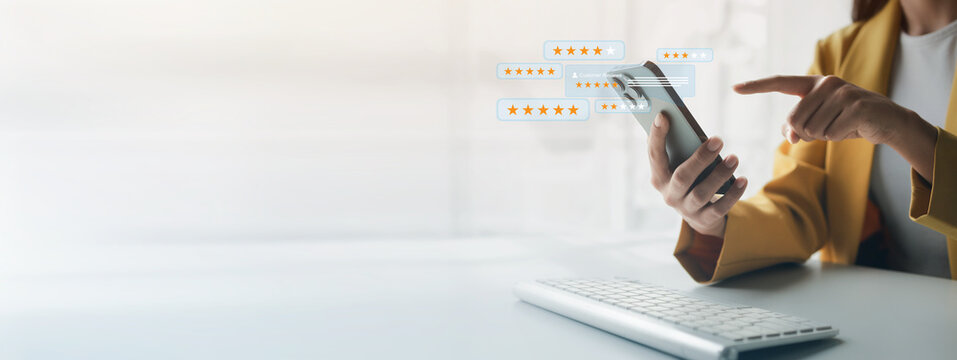 Rating the store after using the service, giving opinions and recommendations to the store after using the service, rating satisfaction in using the service. Online store review ideas.