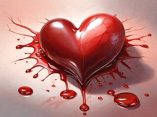 heart-shaped blood drop surrounded by a soft glow,
