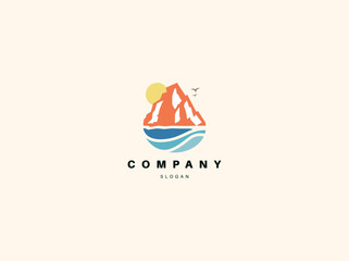 Creative logo mountain and wave for your company