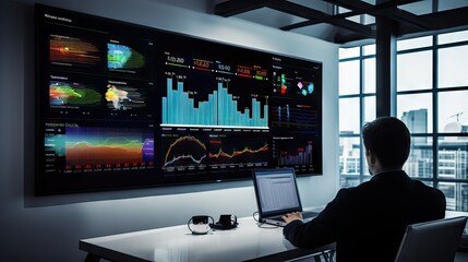 a dashboard-style panel in an advanced command center, with a modern and technological look, focused on big data. Generative AI.