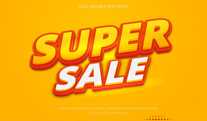 Super Sale Editable Text Effect, Bright color flash sale text mockup, 3d editable illustrator text effect - obrazy, fototapety, plakaty