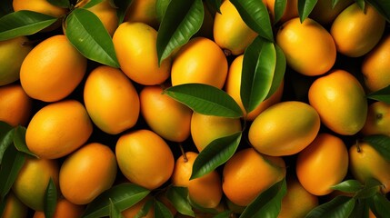 Top-view angle background of mango fruits.